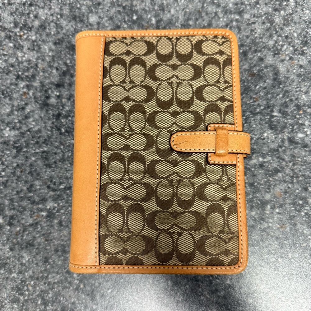 Vintage COACH Tan Signature C Canvas/Leather 6-Ring Agenda Day Planner Notebook